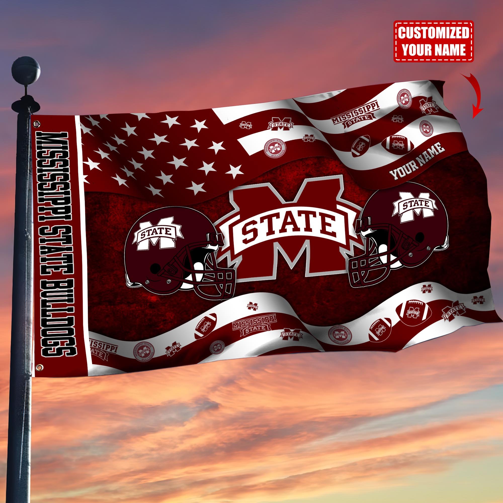 Mississippi State Bulldogs Custom Flag3x5ft, Let Your Flag Fly TT59114